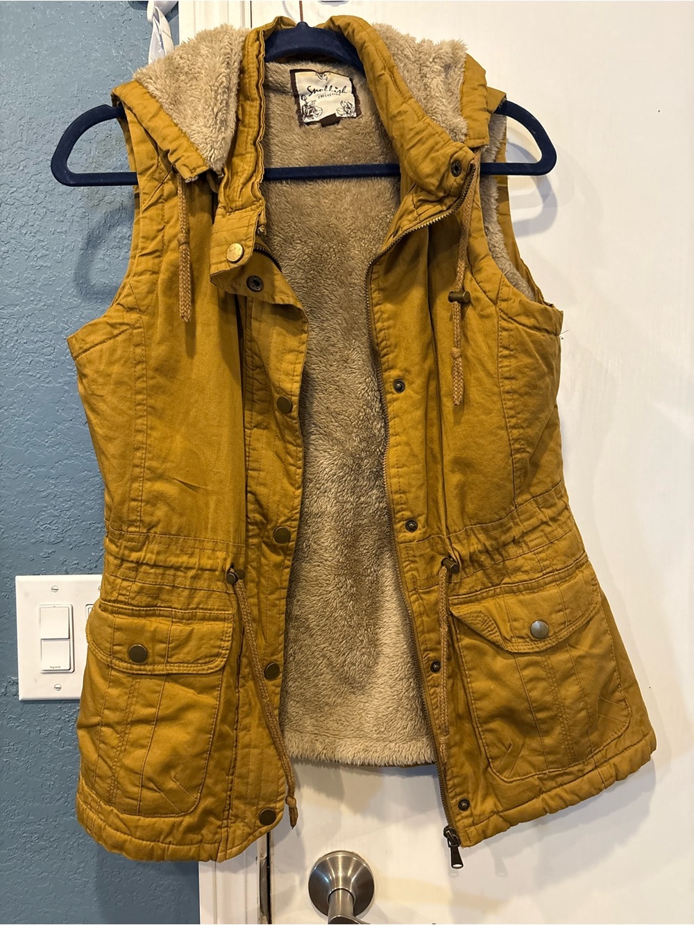 Mustard Snobbish Sherpa-Lined Hooded Vest - winter